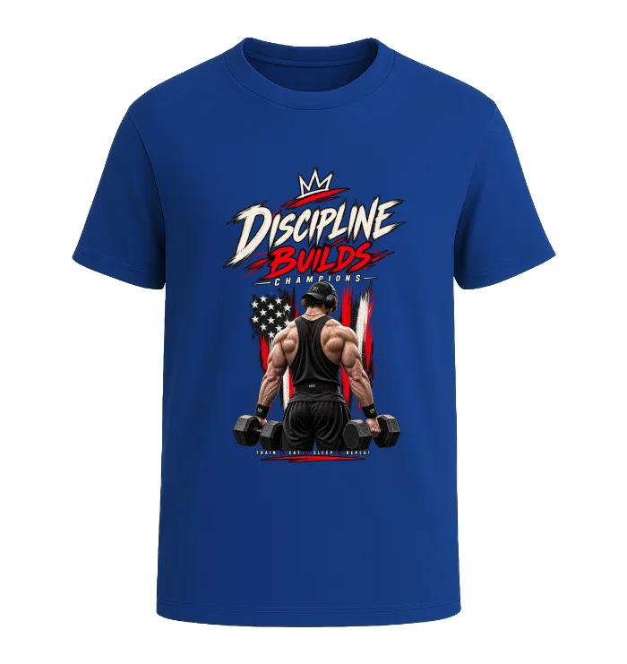 Discipline Builds Champions – Gym Motivation T-Shirt - Image 5