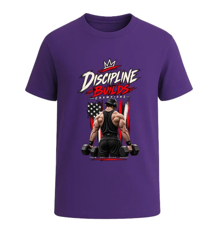 Discipline Builds Champions – Gym Motivation T-Shirt - Image 6