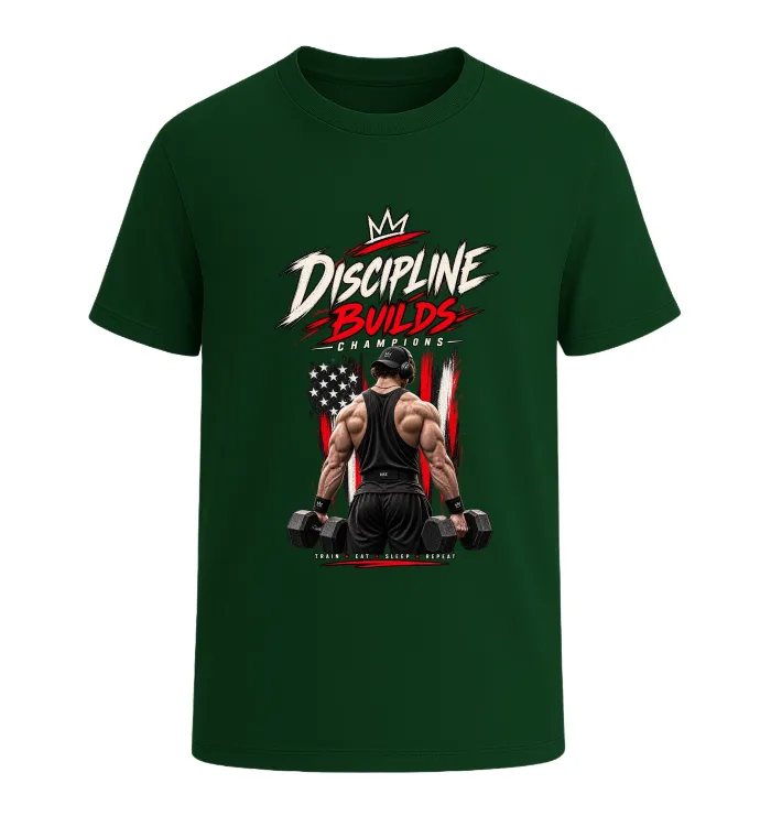 Discipline Builds Champions – Gym Motivation T-Shirt - Image 7